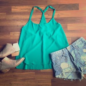 Dressy Maurice’s Tank top, Small, teal